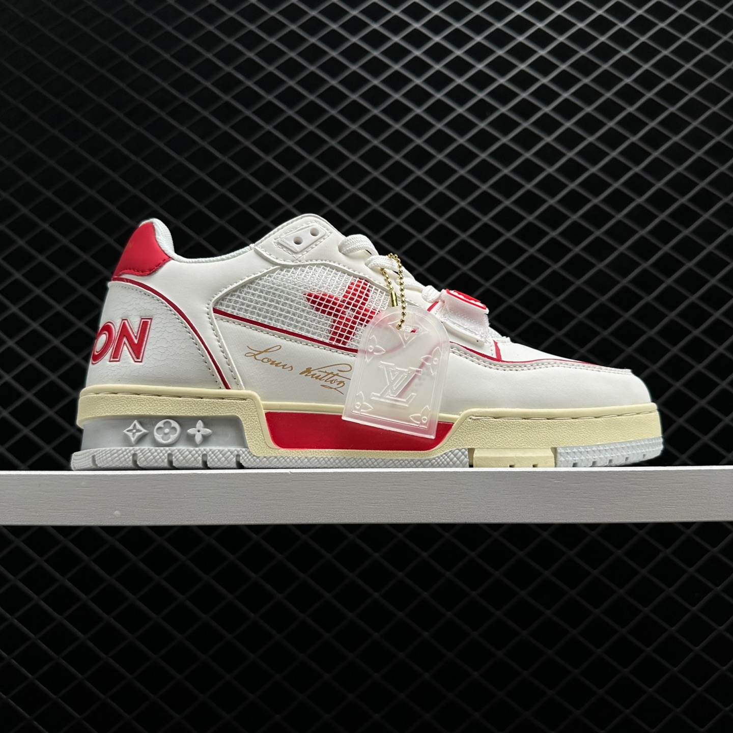 Louis Vuitton White Red Velcro Trainer Sneaker