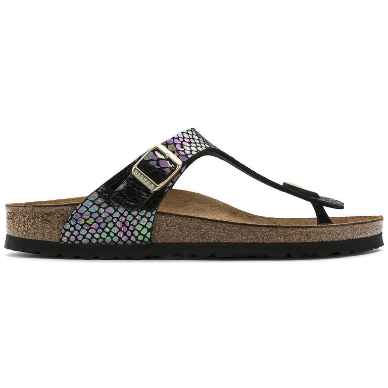 Birkenstock Gizeh Black Shiny Snake Sandals | Multicolor | Top Quality Birkenstock Gizeh Black Shiny Snake Sandals | Multicolor | Top Quality