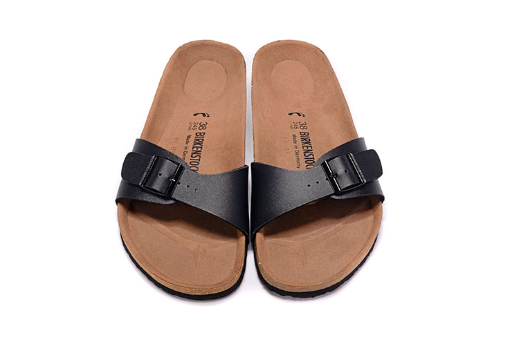 Birkenstock Madrid Black Leather Sandals - Stylish Comfort for Every Step