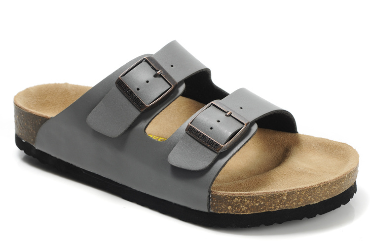 Birkenstock Arizona Dark Grey Leather Sandals - Trendy and Comfortable Footwear