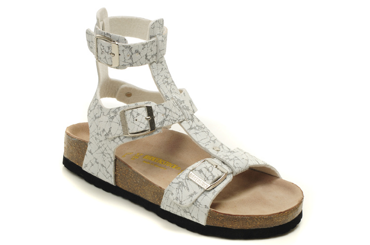 Birkenstock Chania Black & White Leather Sandals - Stylish and Comfortable Striped Shoes