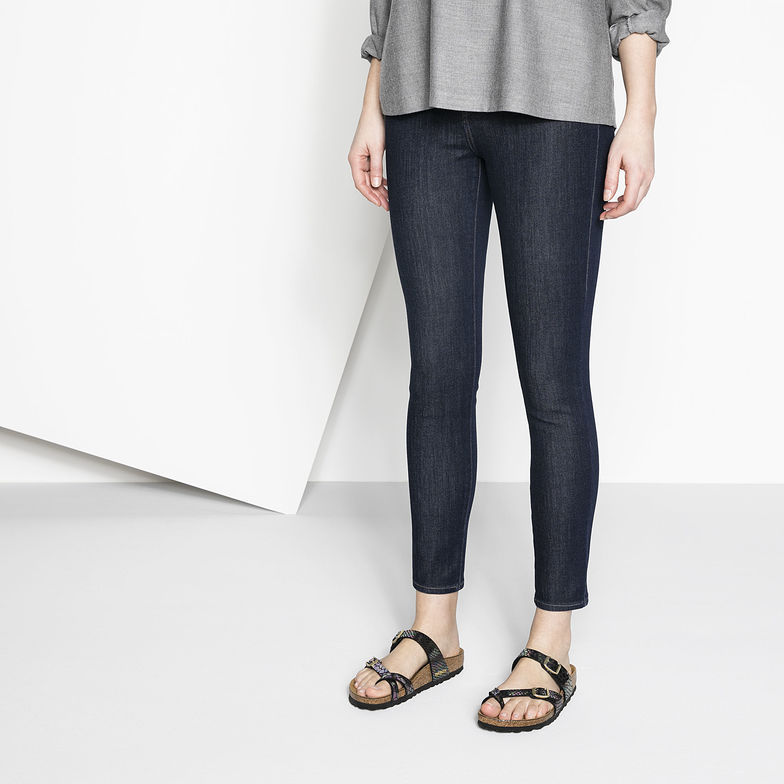 Birkenstock Mayari Shiny Snake Sandals - Black Multicolor | Stylish Comfort