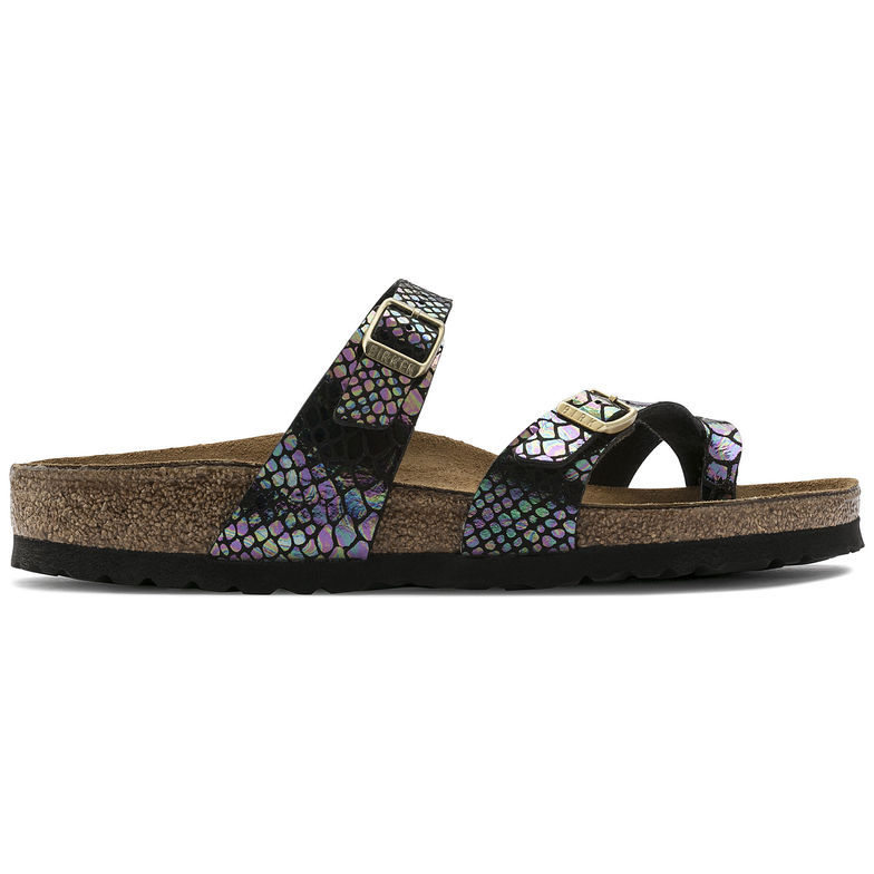 Birkenstock Mayari Shiny Snake Sandals - Black Multicolor | Stylish Comfort