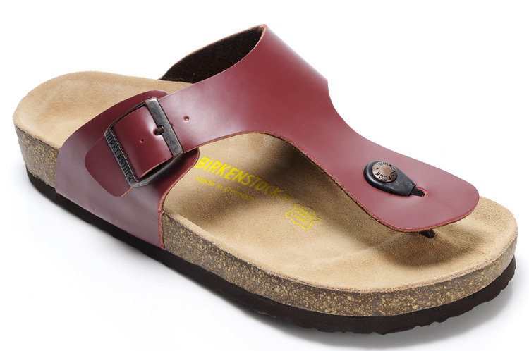 Birkenstock Gizeh Dark Red Leather Sandals - Comfortable and Stylish Footwear