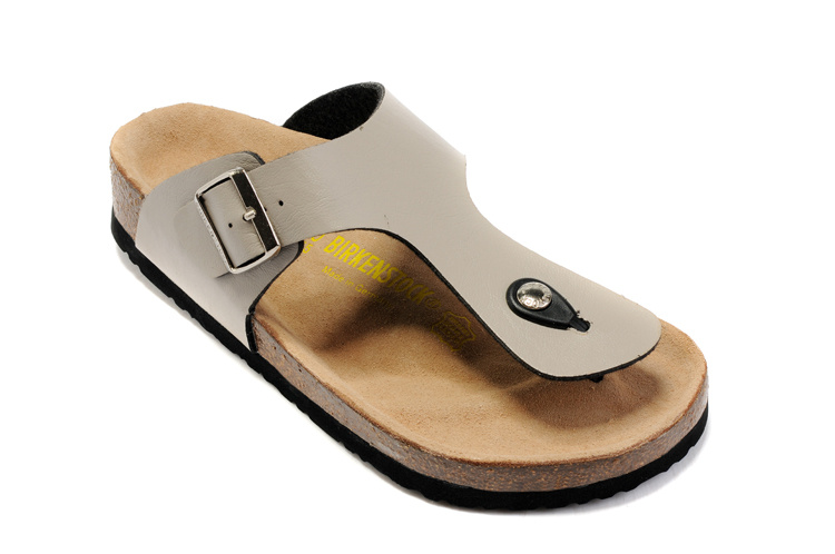 Birkenstock Gizeh Light Grey Leather Sandals - Comfy and Stylish Footwear