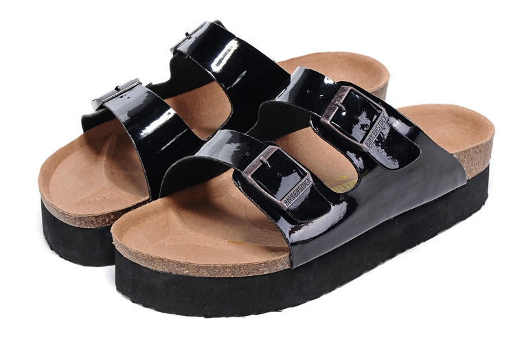 Birkenstock Arizona Platforms Patent Black - Trendy Comfort Shoes